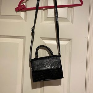 NWOT Black Faux Leather Mini Shoulder Bag
